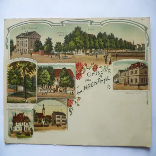 Litho-AK Lindenthal bei Leipzig 6 Ansichten