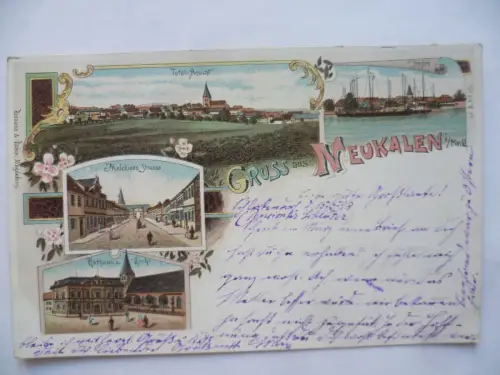 Litho-AK Neukalen in Mecklenburg 4 Ansichten