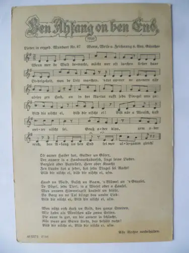 Anton Günther Liedkarte Nr. 87 Ben Ahfang on ben End