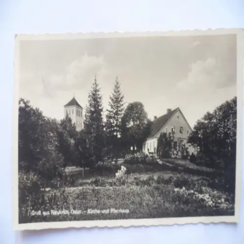 Foto-AK Neukirch Ostpreußen Kirche und Pfarrhaus