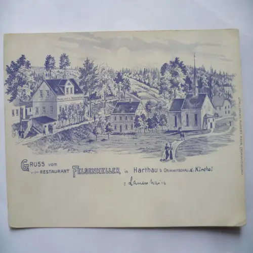 Litho-AK Vorläufer? Harthau bei Crimmitschau Restaurant Felsenkeller