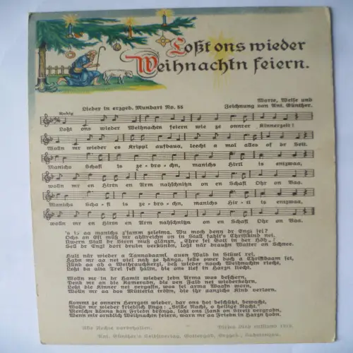 Anton Günther Liedkarte Nr. 55 Loßt uns wieder Weihnachtn feiern.