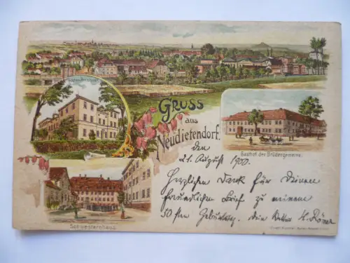 Litho-AK Neudietendorf Brüdergemeine 4 Ansichten