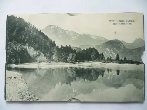Seltene Ansichtskarte Kochelsee mit zusätzl. herausziehbaren Bildern