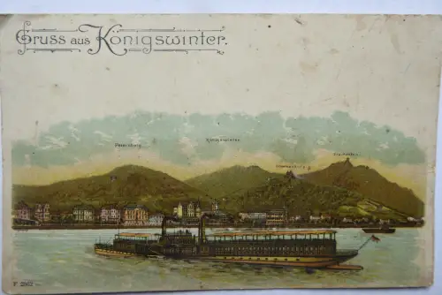 AK Königswinter Teilansicht mit Dampfschiff