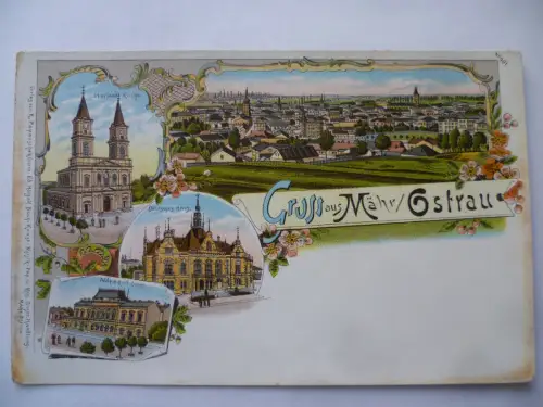 Litho-AK Mährisch-Ostrau 4 Ansichten