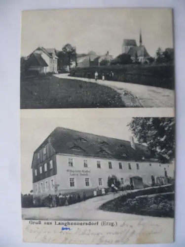 AK Langhennersdorf Erzgebirge Erbgerichts-Gasthof