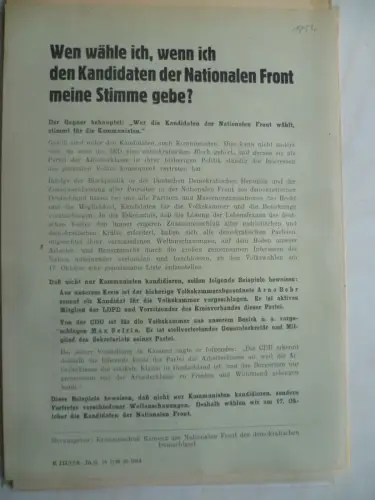 17 Propagandaflugblätter Stadt und Kreis Kamenz 1950-1962