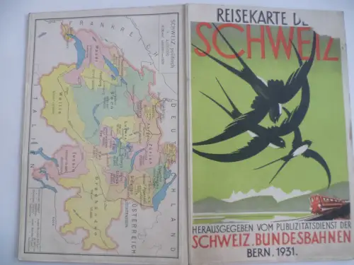 Reisekarte der Schweiz 1931 Schweiz. Bundesbahnen