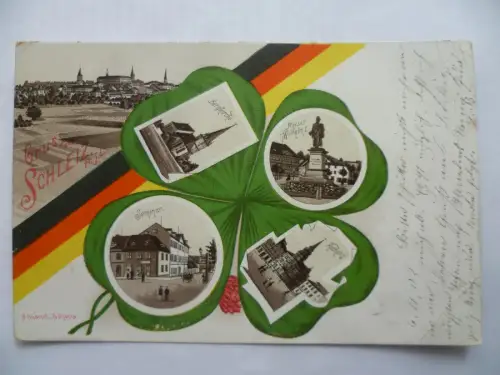 Patriotik-AK Kleeblatt Schleiz 5 Ansichten