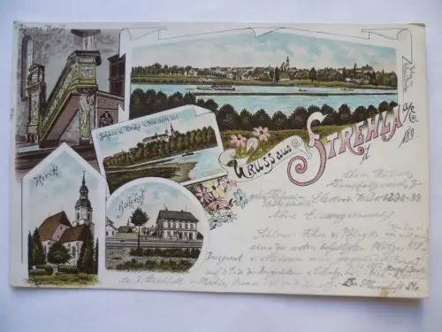Litho-AK Strehla Elbe 5 Ansichten