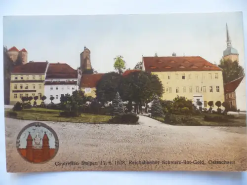 AK Stolpen Gautreffen Reichsbanner Schwarz-Rot-Gold 17.6.1926