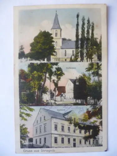 AK Striegnitz Kr. Meißen Kirche Dorfstraße Gasthaus