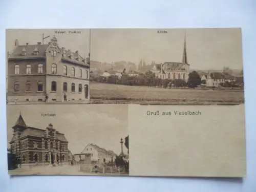 AK Vieselbach Postamt Kirche Sparkasse