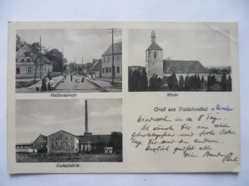 AK Teutschenthal Zuckerfabrik Hallischestraße Kirche