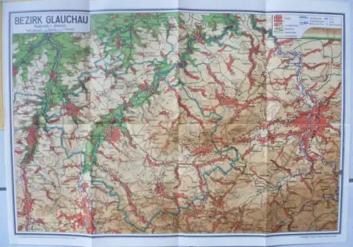 Karte vom Bezirk Glauchau 1930er Jahre