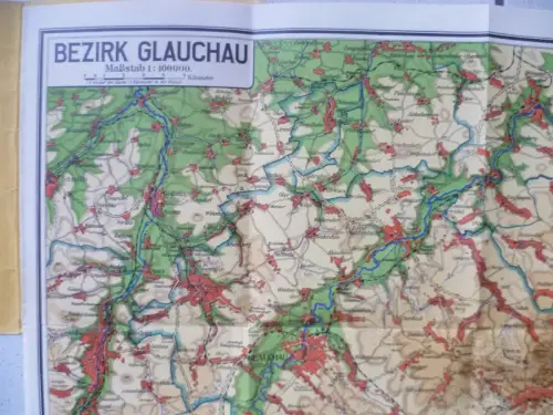 Karte vom Bezirk Glauchau 1930er Jahre