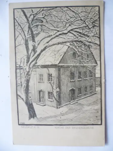 Künstler-AK Neusalz a.O. Kirche der Brüdergemeine L. Jackel
