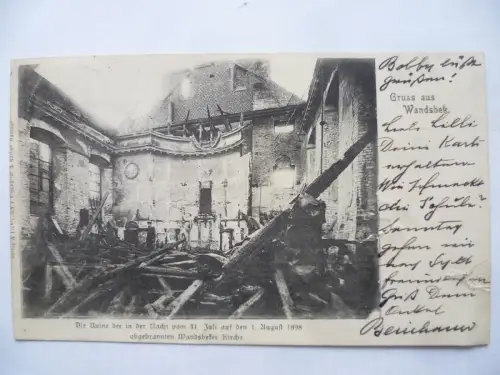 4 AK Wandsbek Brand der Kirche 1898