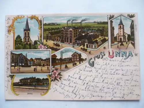 Litho-AK Unna 6 Ansichten