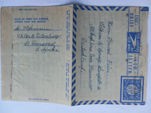 2 Aerogramme South Africa 1949/50