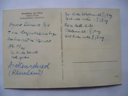 AK Dickenschied Total Gasthaus zur Post Kirchen