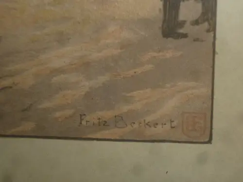 Dresden Frauenkirche im Winter Fritz Beckert Farblithographie