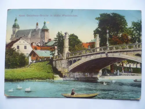 AK Mährisch Weißkirchen Hranice na Moravě Neue Betschwa-Brücke