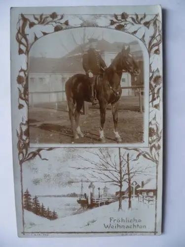 Foto-AK Fröhliche Weihnachten Kavallerie Pirna 1909
