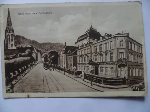 AK Freiburg im Breisgau Hotel Salmen Blick nach dem Schlossberg