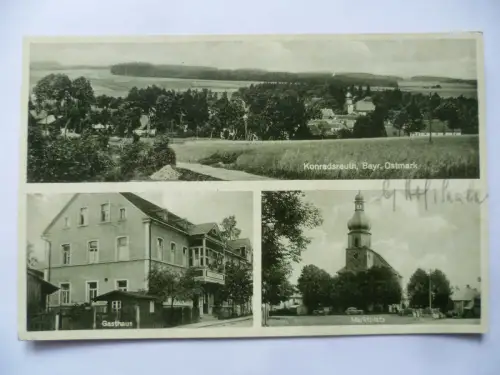 AK Konradsreuth Bayr. Ostmark Panorama Gasthaus Marktplatz
