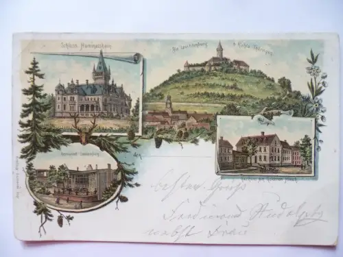 Litho-AK Hummelshain Leuchtenburg Kahla