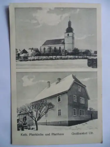 AK Großbardorf Ufr. Kath. Pfarrkirche und Pfarrhaus