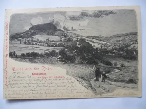 Künstler-AK Rhön Kleinsassen am Fusse der Milseburg