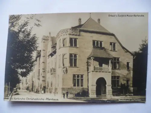 Foto-AK Karlsruhe Christuskirche Pfarrhaus