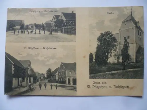 AK Klein Pötzschau u. Dahlitzsch Dorfstraßen und Kirche