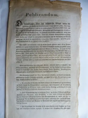 Sachsen Bekanntmachung 1814 Aufruf zu Beiträgen für hülfsbedürftige Einwohner