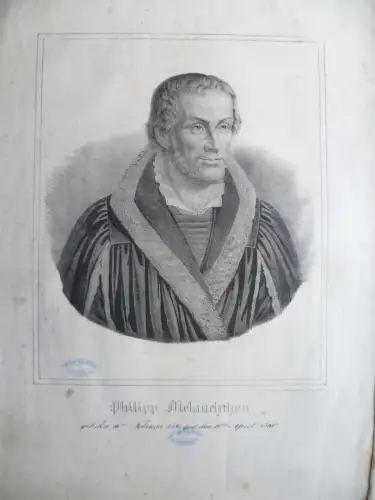 Philipp Melanchthon große Lithographie Brustbild um 1850