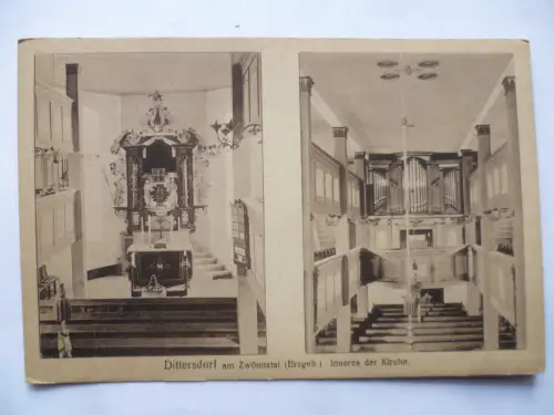 2 AK Dittersdorf am Zwönitztal Erzgebirge Kirche innen und außen