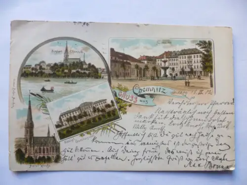 Litho-AK Chemnitz 4 Ansichten
