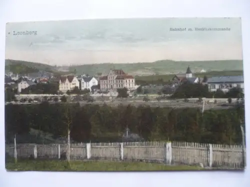 AK Leonberg Württemberg Bahnhof mit Bezirkskommando