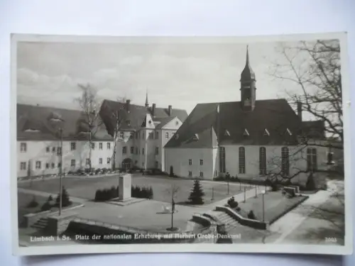 AK Limbach Platz der nationalen Erhebung mit Herbert-Grobe-Denkmal