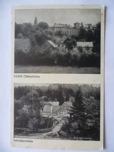 AK Oberschöna Post Freiberg II Schloss und Schrödermühle