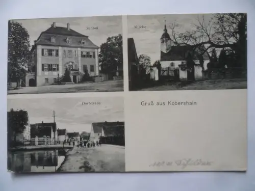 AK Kobershain Schloss Kirche Dorfstraße