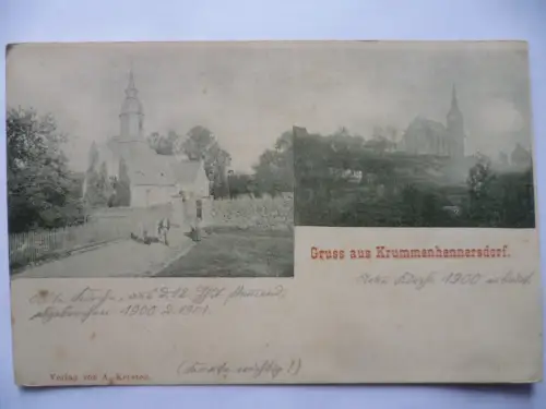AK Krummenhennersdorf Alte und neue Kirche