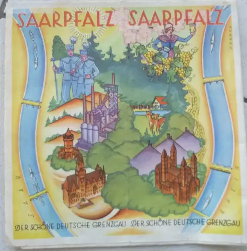 Große farbige Karte Saarpfalz der schöne Grenzgau 1936/37