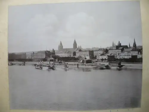Mainz Blick über den Main auf den Dom großes Pappfoto um 1890