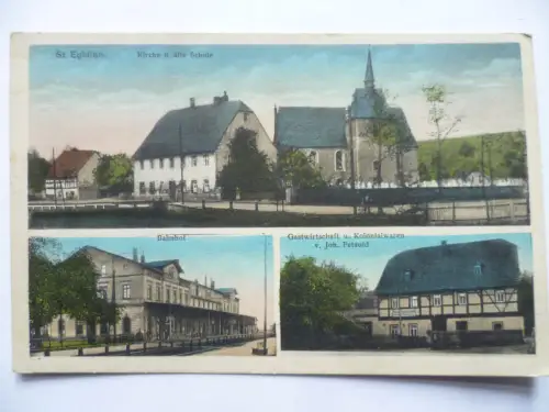 AK St. Egidien 3 Ansichten Bahnhof Gastwirtschaft