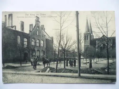 AK Eydtkuhnen Ostpreussen Zerstörtes Schulhaus und Kirche