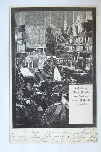 AK Aufbahrung König Albert von Sachsen in der Hofkirche zu Dresden